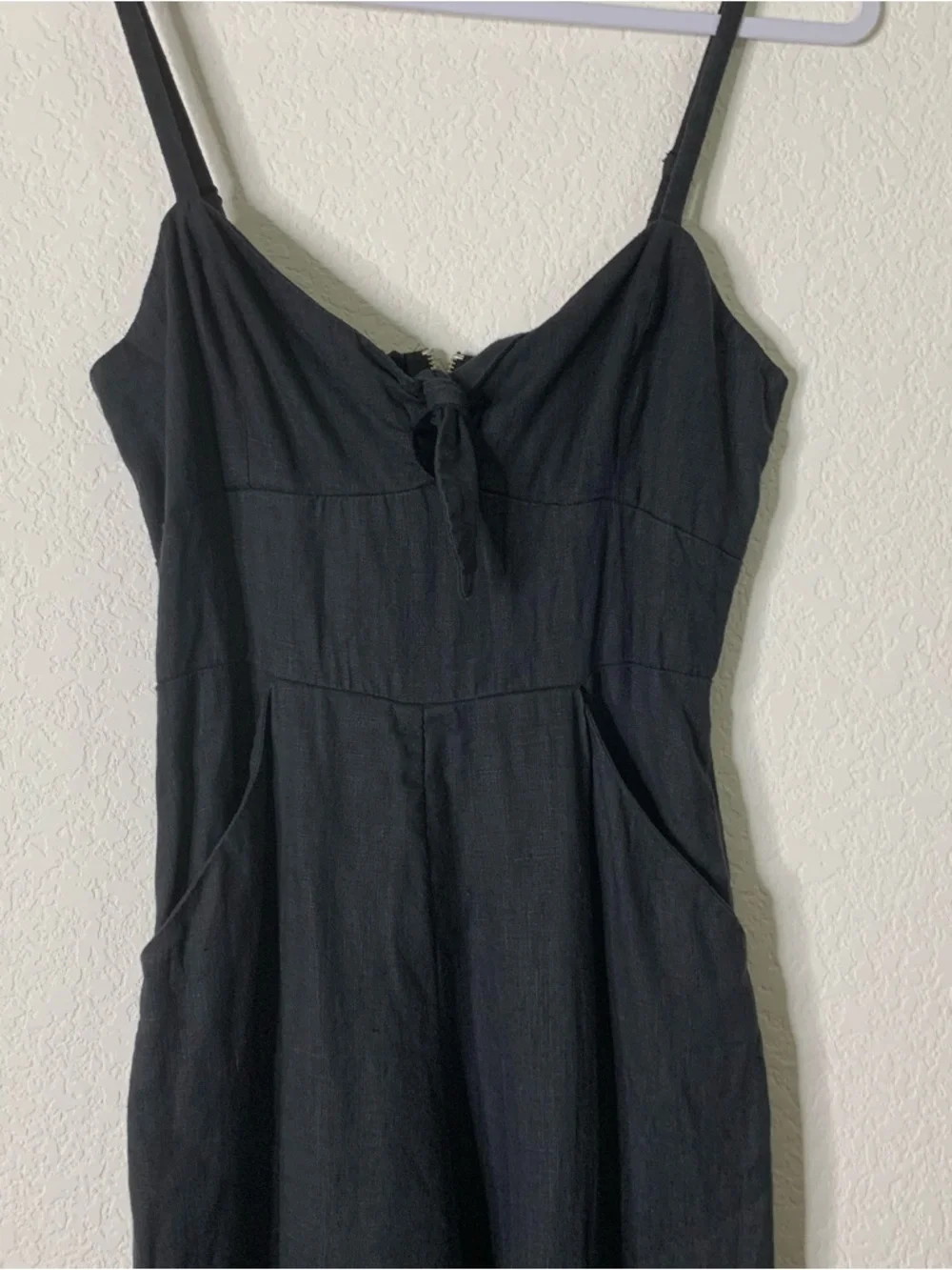 Reformation Womens black Dominica 100% linen Strappy back zip jumpsuit 2